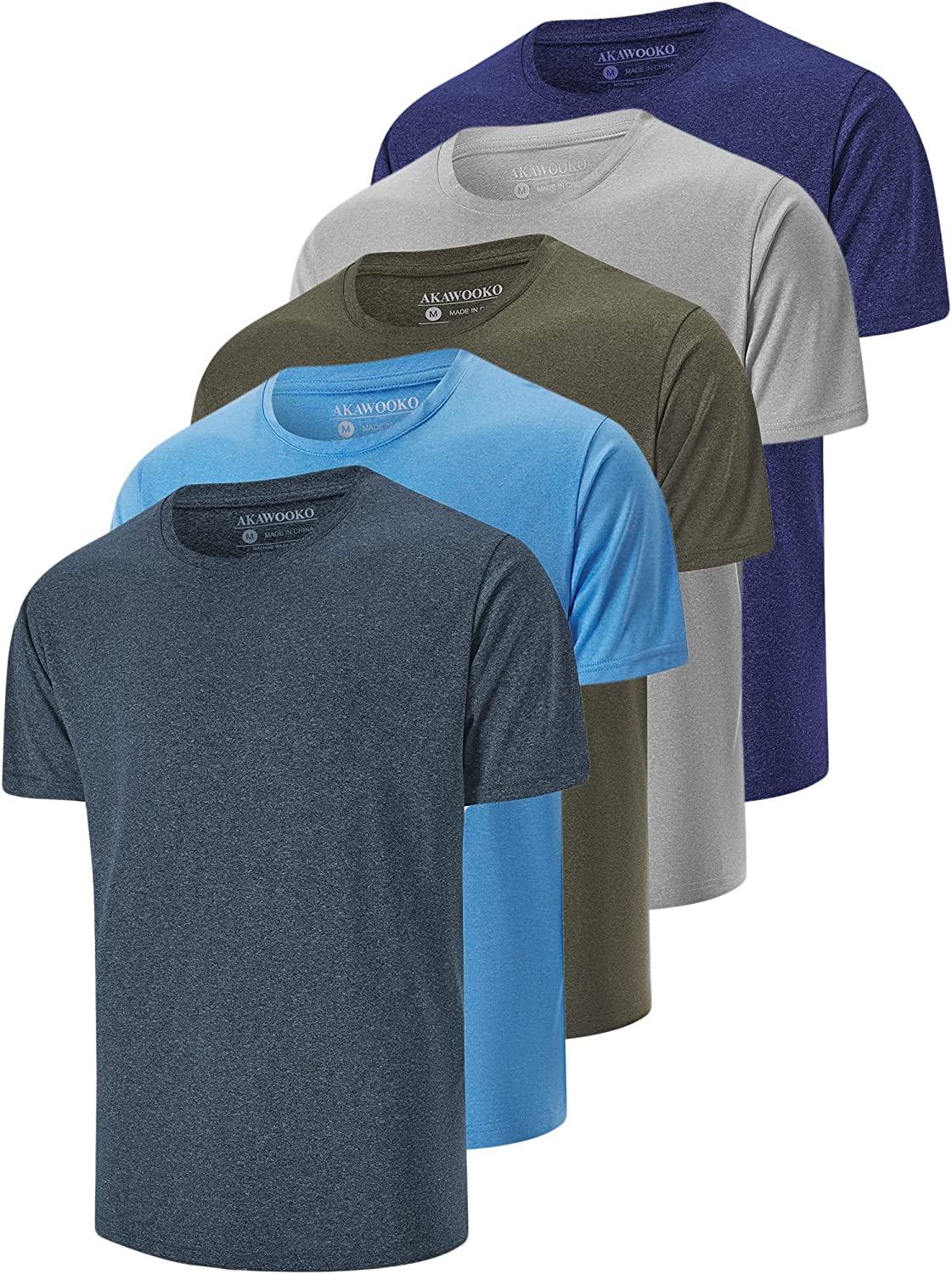 5 Pack Men's Dry Fit T Shirts, Athletic Running Gym Workout Short Sleeve Tee Shirts for Men - Image 4